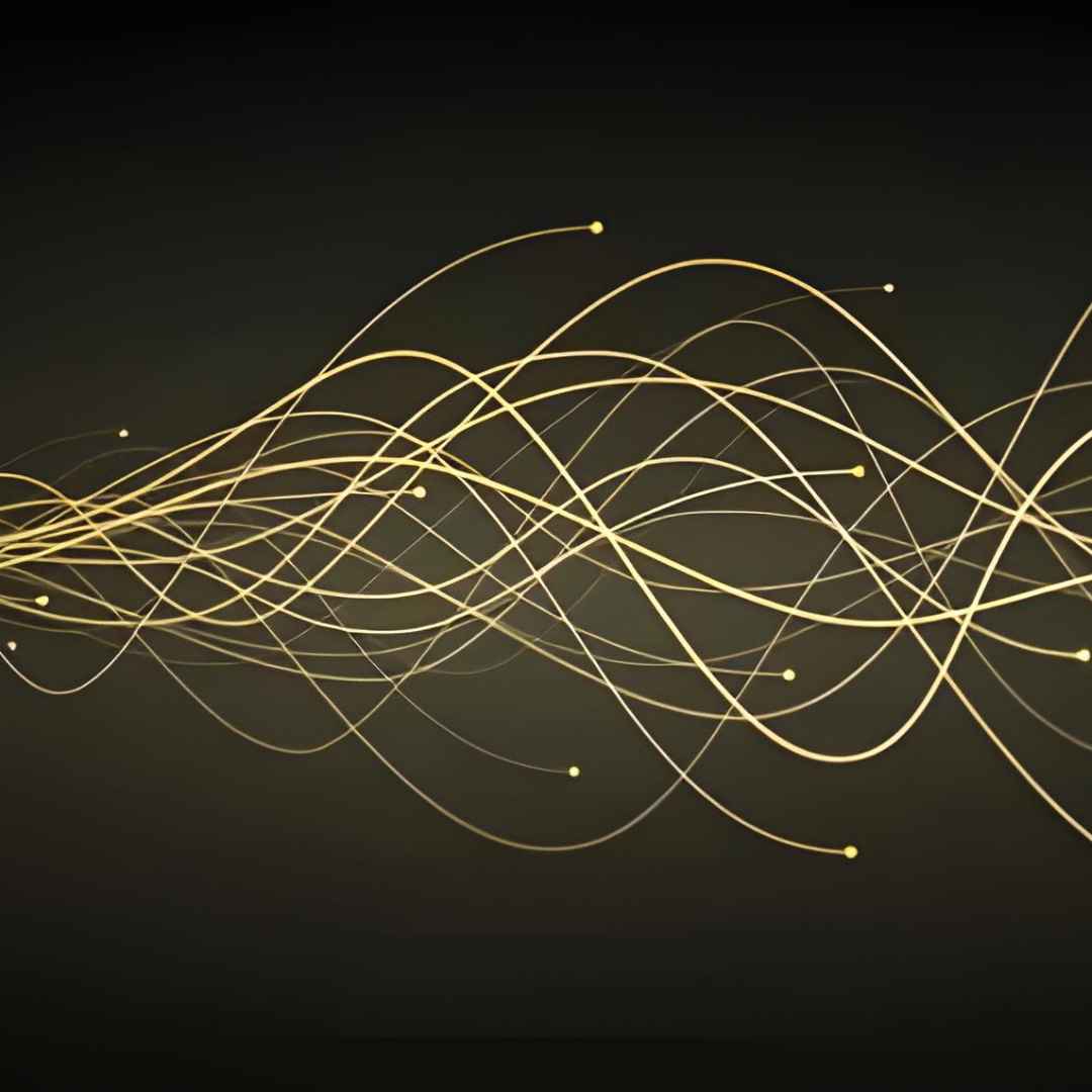 Gold wavy lines on a black background